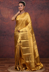 Golden Brocade Pure Tissue Kanjivaram Silk Saree With Blouse Piece - Adi Akshoy & Co.