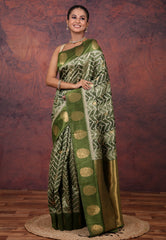 Green Tussar Kotki Print Silk Saree with Blouse Piece - Adi Akshoy & Co.