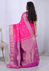 Rani with Zari work Pure Kanjivaram Silk Saree with Blouse Piece – Adi Akshoy & Co.