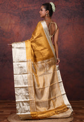 Golden Brocade Pure Tissue Kanjivaram Silk Saree With Blouse Piece - Adi Akshoy & Co.