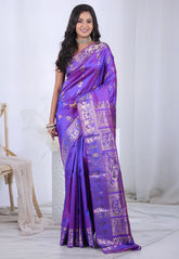 Purple Pure Baluchari Silk Saree with Blouse Piece – Adi Akshoy & Co.