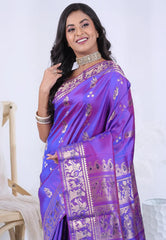 Purple Pure Baluchari Silk Saree with Blouse Piece – Adi Akshoy & Co.