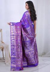 Purple Pure Baluchari Silk Saree with Blouse Piece