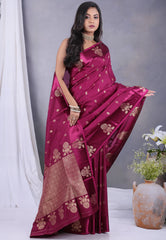 Magenta Mashru Silk Saree with Blouse Piece - Adi Akshoy & Co.