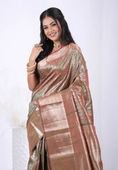 Rama Green Cross Colour with Zari work Kanjivaram Silk Saree with Blouse Piece – Adi Akshoy & Co.