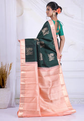 Emerald Green Pure Kanjivaram Silk Saree with Blouse Piece - Adi Akshoy & Co.