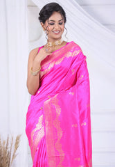 Vibrant Rani Pink Pure Katan Silk Saree with Blouse Piece - Adi Akshoy & Co.