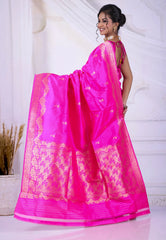 Vibrant Rani Pink Pure Katan Silk Saree with Blouse Piece - Adi Akshoy & Co.
