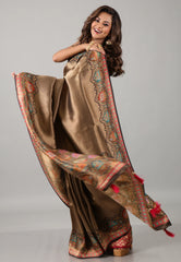 Gold Kani Silk Saree With Blouse Piece - Adi Akshoy & Co.