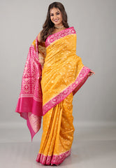 Yellow Pure Tussar Silk Saree with Blouse Piece - Adi Akshoy & Co.