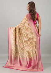 Beige Kani Silk Saree With Blouse Piece - Adi Akshoy & Co.
