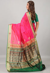 Rani Pink Sico Handloom Saree With Blouse Piece - Adi Akshoy & Co.