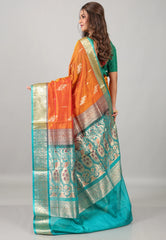 Rust Sico Handloom Saree With Blouse Piece - Adi Akshoy & Co.