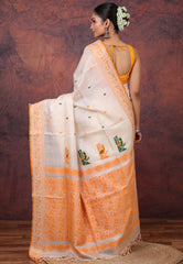 Tussar Colour Pure Tussar Dhakai Jamdani Saree with Blouse Piece - Adi Akshoy & Co.