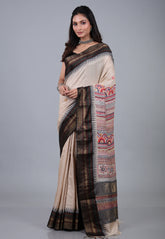 Tussar Colour Pure Tussar Kantha Silk Saree With Blouse Piece - Adi Akshoy & Co.