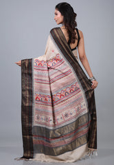 Tussar Colour Pure Tussar Kantha Silk Saree With Blouse Piece - Adi Akshoy & Co.