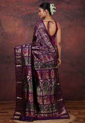 Purple Brocade Pure Baluchari Silk Saree with Blouse Piece - Adi Akshoy & Co.
