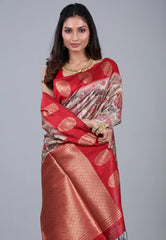 Tussar Colour Tussar Kalamkari Silk Saree with Blouse Piece - Adi Akshoy & Co.