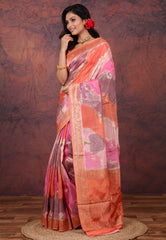 Multi Colour Rangkat Mashru Silk Saree with Blouse Piece - Adi Akshoy & Co.