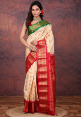Tussar Colour Pure Gadwal Silk Saree With Blouse Piece - Adi Akshoy & Co.
