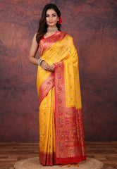Yellow Tussar Silk Saree with Blouse Piece - Adi Akshoy & Co.