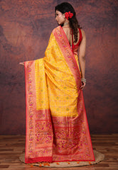 Yellow Tussar Silk Saree with Blouse Piece - Adi Akshoy & Co.