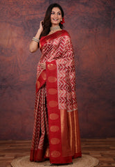 Maroon Tussar Kotki Print Silk Saree with Blouse Piece - Adi Akshoy & Co.