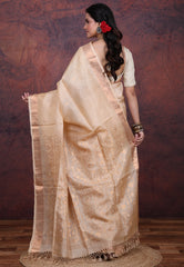Tussar Colour Pure Tussar Dhakai Jamdani Saree with Blouse Piece - Adi Akshoy & Co.