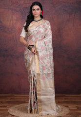 Tussar Colour Pure Tussar Kantha Silk Saree With Blouse Piece - Adi Akshoy & Co.