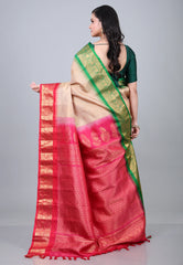 Tussar Colour Pure Gadwal Silk Saree With Blouse Piece - Adi Akshoy & Co.