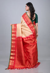 Tussar Colour Pure Gadwal Silk Saree With Blouse Piece - Adi Akshoy & Co.