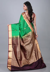 Green Kanjivaram Silk Saree with Blouse Piece - Adi Akshoy & Co.