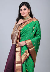 Green Kanjivaram Silk Saree with Blouse Piece - Adi Akshoy & Co.