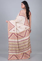 Tussar Colour Pure Tussar Kantha Silk Saree With Blouse Piece - Adi Akshoy & Co.