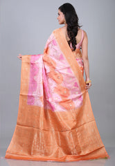 Pink Multi Colour Rangkat Mashru Silk Saree with Blouse Piece - Adi Akshoy & Co.