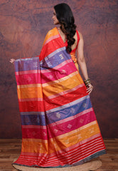Multi Colour Behrampur Ikkat Silk Saree With Blouse Piece - Adi Akshoy & Co.