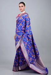 Blue Pure Exclusive Rangkat Katan Silk Saree With Blouse Piece - Adi Akshoy & Co.