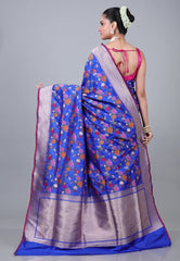 Blue Pure Exclusive Rangkat Katan Silk Saree With Blouse Piece - Adi Akshoy & Co.