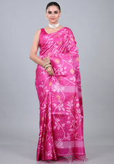 Rani Pure Tussar Dhakai Jamdani Saree with Blouse Piece - Adi Akshoy & Co.