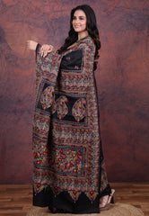 Black Pure Kantha Silk Saree With Blouse Piece - Adi Akshoy & Co.
