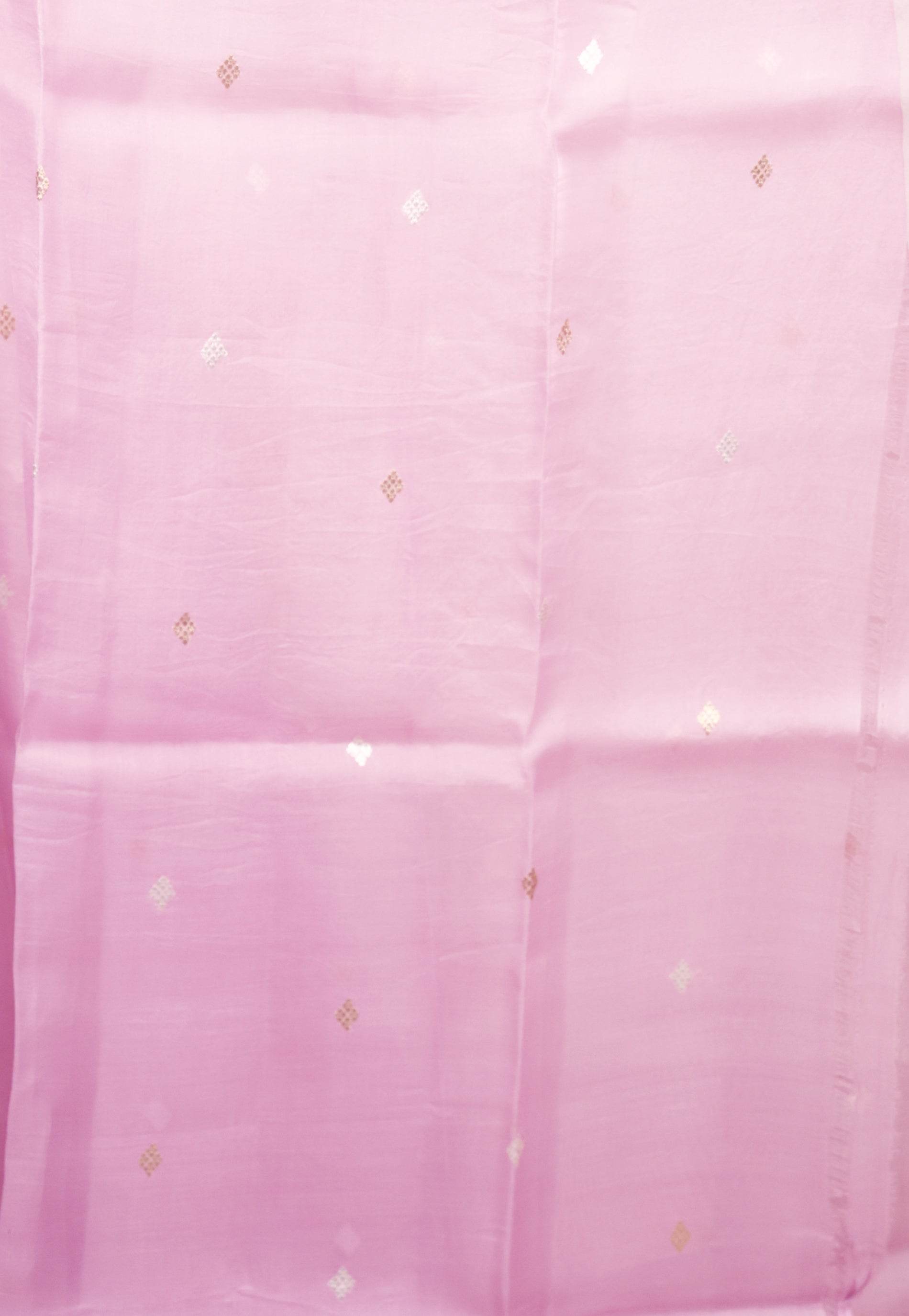 Mauve Kora Silk Saree With Blouse Piece - Adi Akshoy & Co.