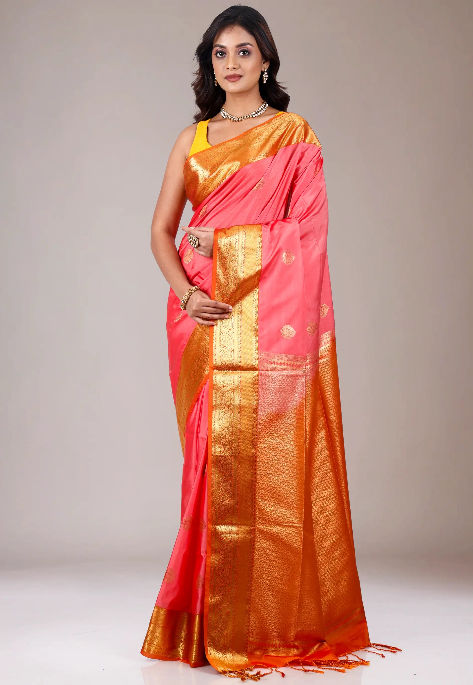 Barbie Pink Katan Silk Saree With Blouse Piece