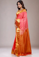 Barbie Pink Katan Silk Saree With Blouse Piece