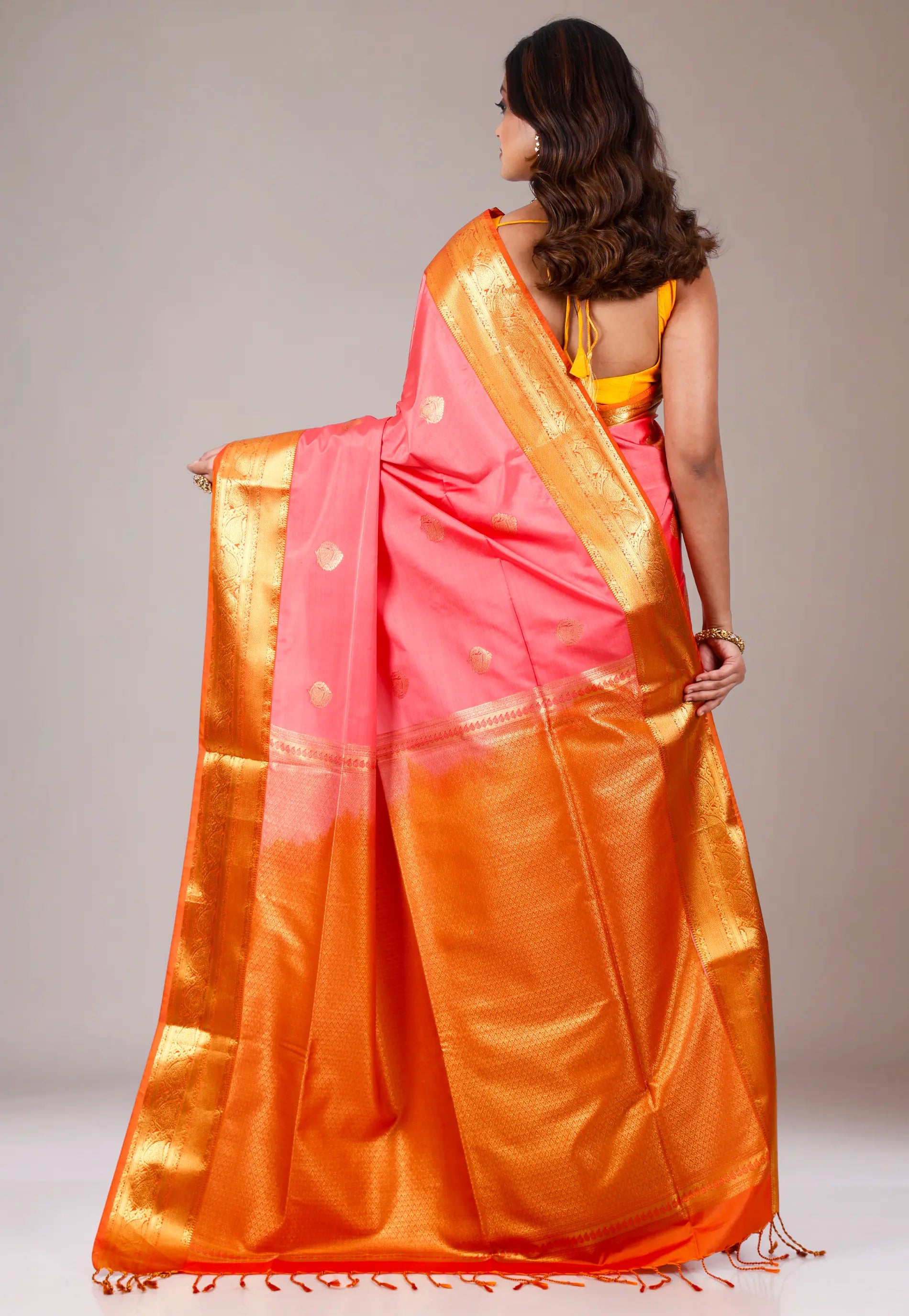 Barbie Pink Katan Silk Saree With Blouse Piece