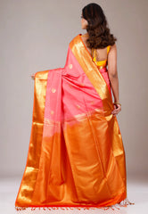 Barbie Pink Katan Silk Saree With Blouse Piece