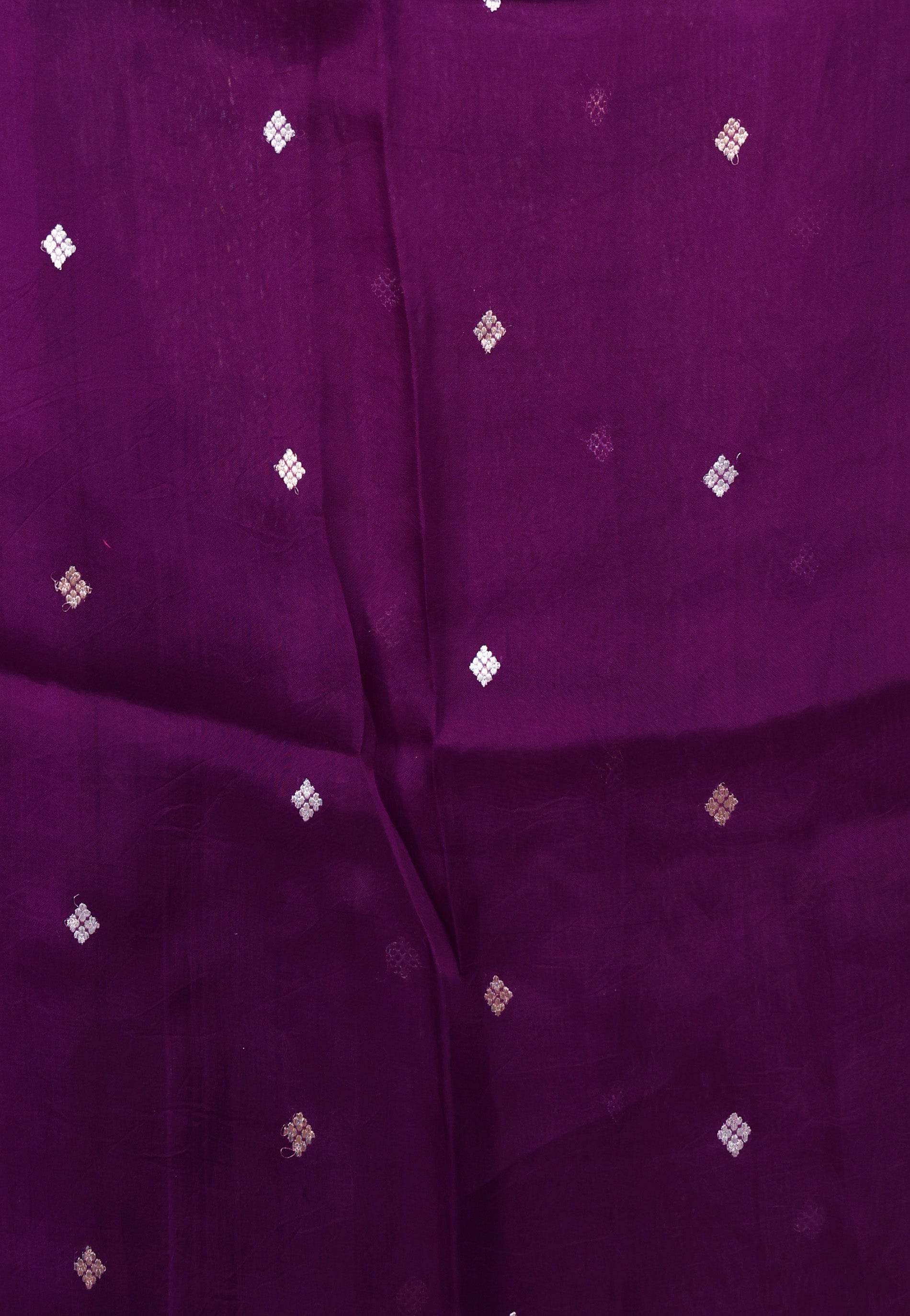 Purple Kora Silk Saree With Blouse Piece - Adi Akshoy & Co.
