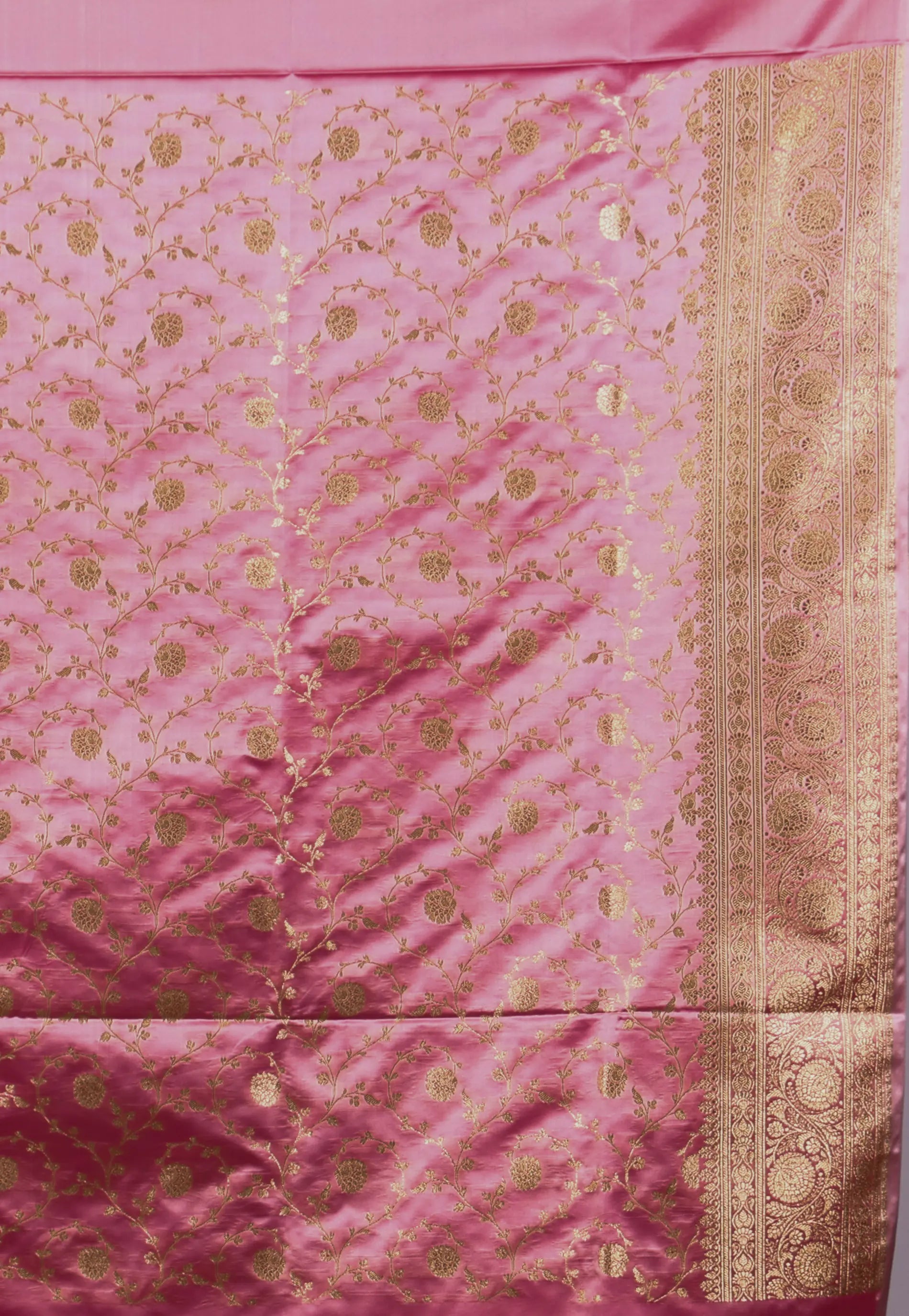 Pink Pastel Banarasi Silk Saree With Blouse Piece