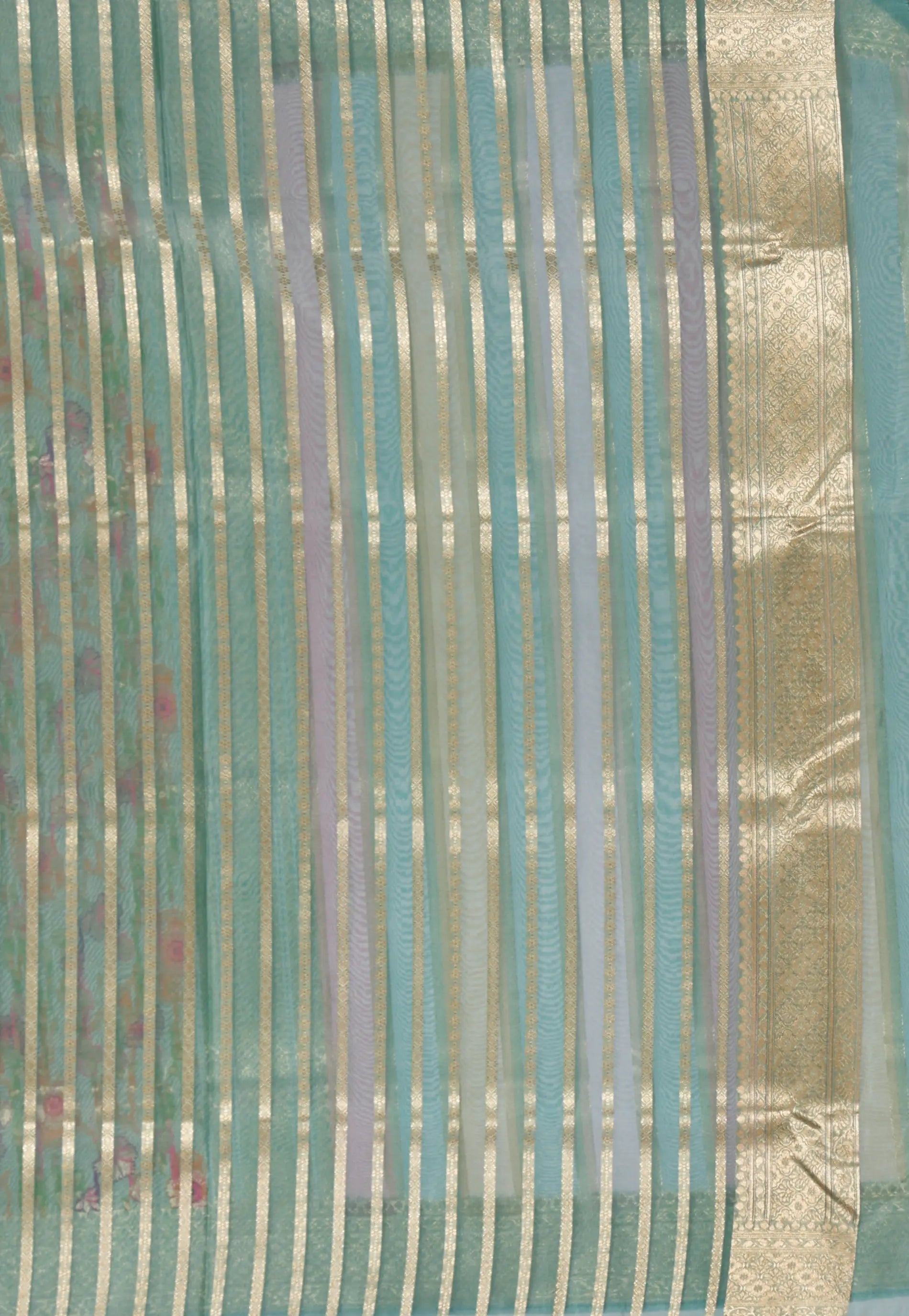 Multicoloured Kora Silk Saree With Blouse Piece