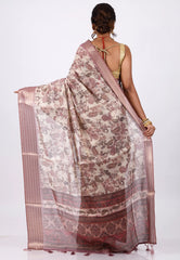 Beige Tussar Silk Saree with Blouse Piece