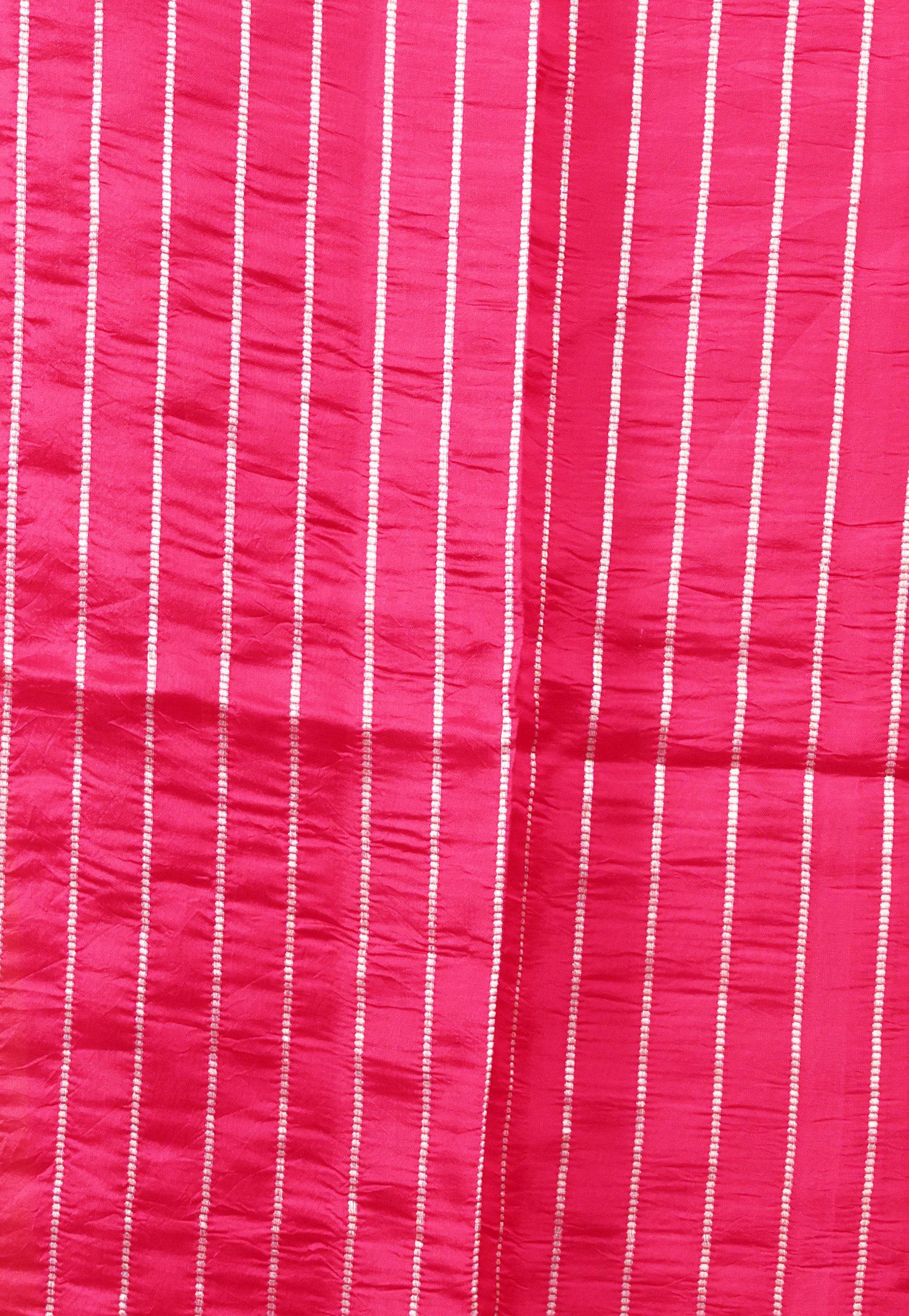 Rani Pink Katan Pure Silk Saree With Blouse Piece - Adi Akshoy & Co.